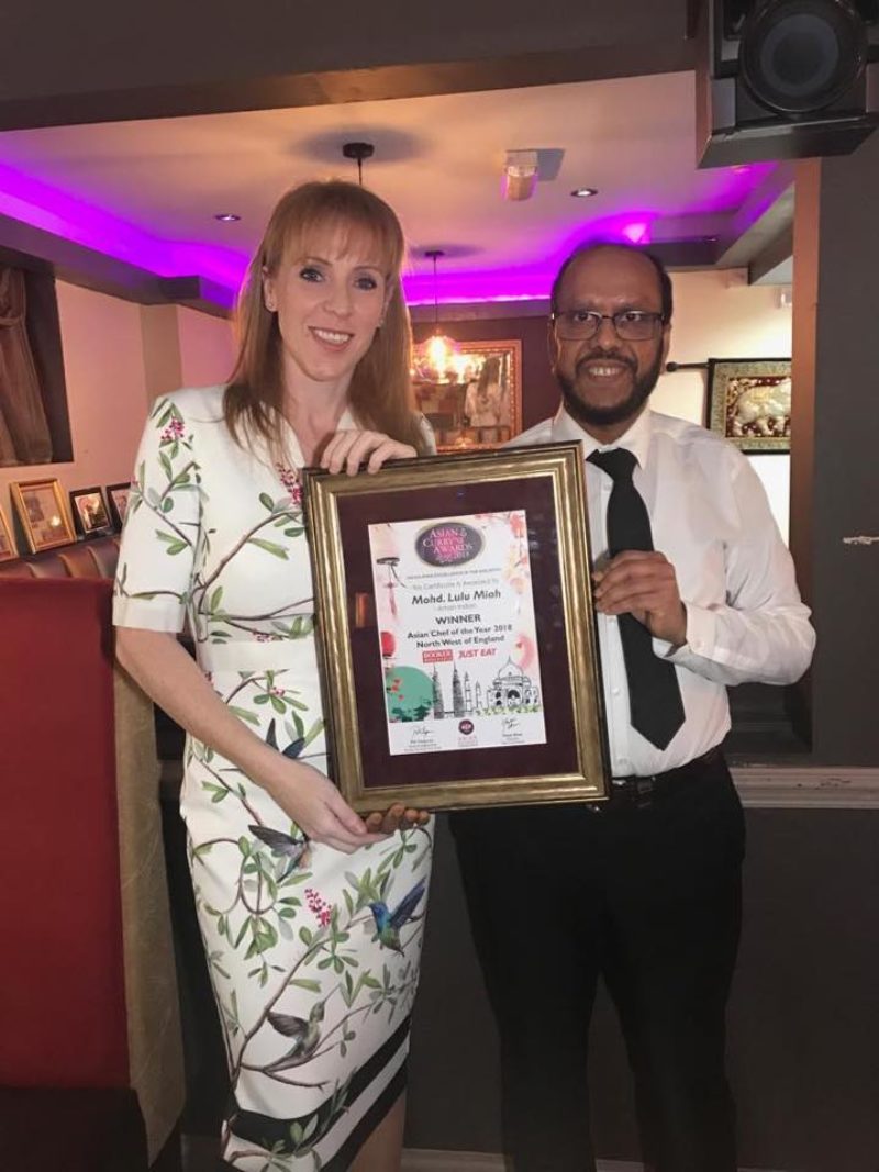 Angela with award winning owner Mr Miah