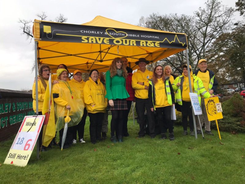 Angela with the protest group