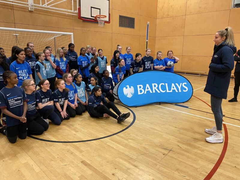 Ex-Lioness Karen Bardsley talks to footballers at Great Academy Ashton
