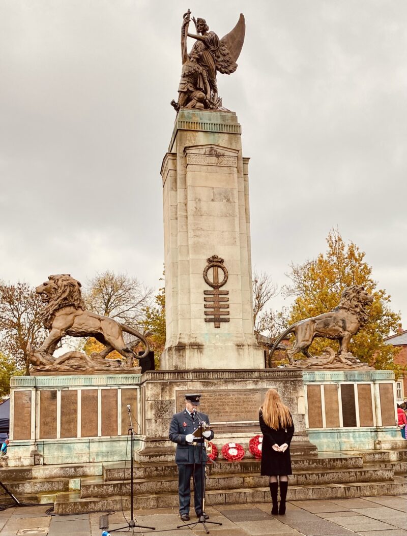 Paying respects at Ashton Cenotaph