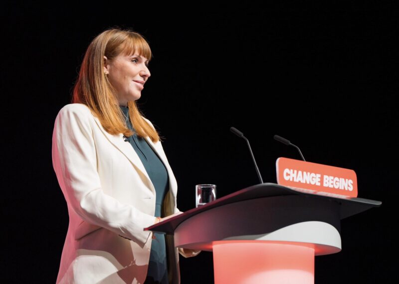 Angela speaks to delegates